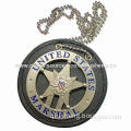 Engraved metal gold medals with lanyard, made of zinc alloy and PU leather